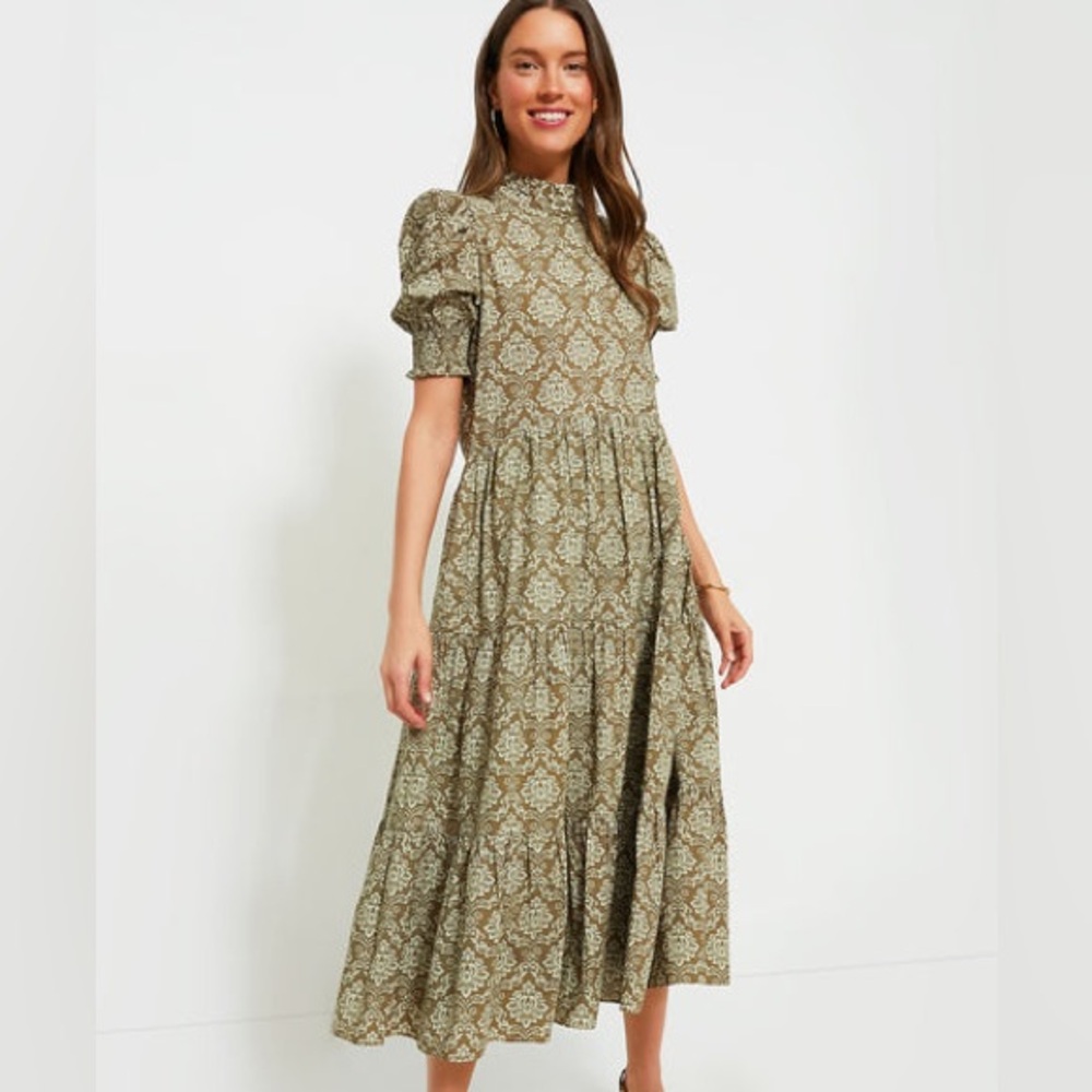 Tuckernuck Hyacinth House Moss Print Green Midi Dress - Picture 2 of 10